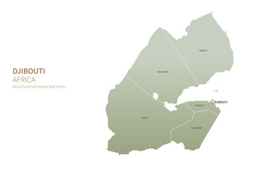 Obraz premium Djibouti map. vector map of african countries.