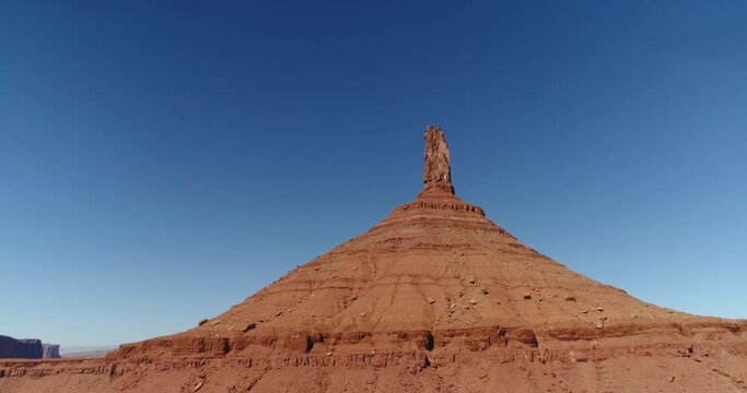 Aerial of Castleton tower in Moab Utah