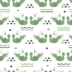Abstract Decorated Swan Vector Graphic Pattern