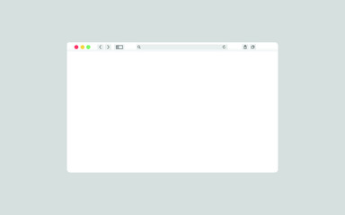 Modern browser window design isolated on dark grey background. Web window screen mockup. Internet empty page concept without shadow. Vector illustration