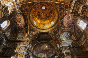 Fototapeta na wymiar Vault from the Church of the Gesu in Rome, Italy