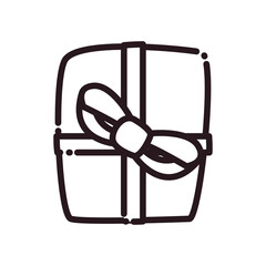 merry christmas gift with bowtie line style icon vector design