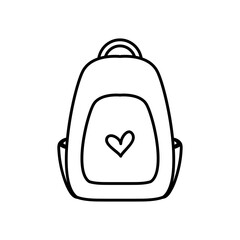 Fototapeta premium school backpack with heart design, line style