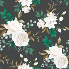 Behang Beautiful white flower seamless pattern © mariadeta