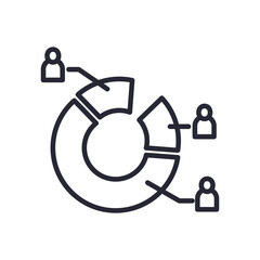 donut chart with people line style icon vector design