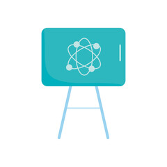 presentation board with atom icon, flat style