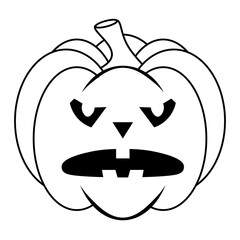 Simple Halloween scary pumpkin with funny face in flat style