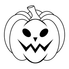 Simple Halloween scary pumpkin with funny face in flat style