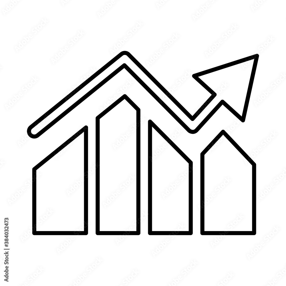 Poster statistics bars with arrow line style icon