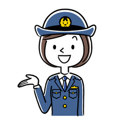 イラスト素材 若い女性警察官 婦警 やる気 元気 Wall Mural ケイーゴ K