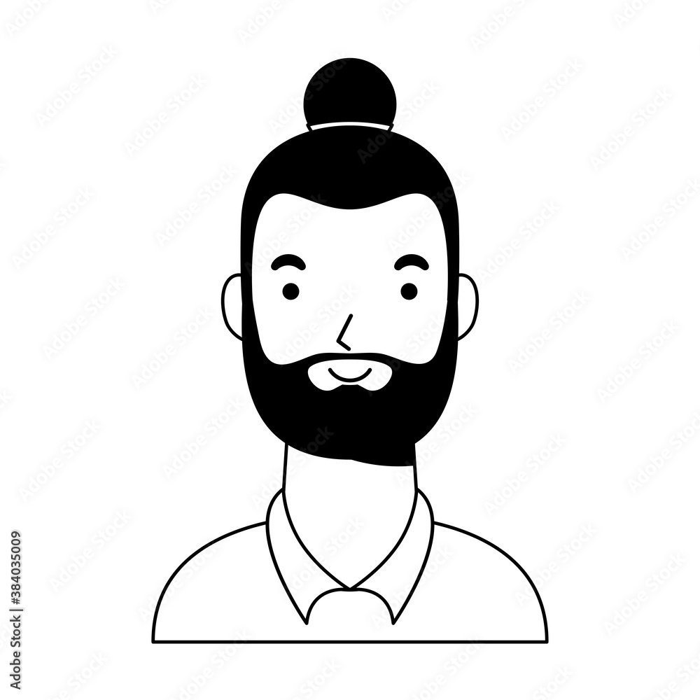 Sticker young man with beard avatar character