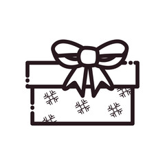 merry christmas gift with bowtie line style icon vector design