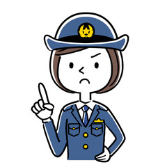 イラスト素材：若い女性警察官、婦警、警告、注意を促す
