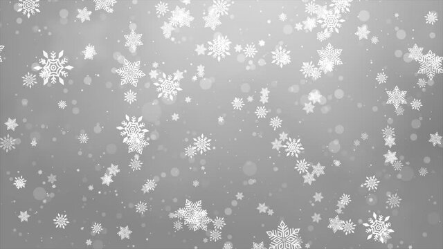 Christmas silver White loop background with snowflakes and decent. Winter, Merry Christmas, Happy New Year, Holiday, greeting, Festivel, birthday, Party, Invitation Wishes