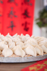 Chinese traditional festival food white noodle dumplings