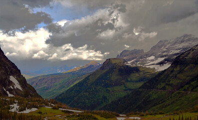 Montana - Ominous Clouds over Going to the Sun Road Mountain Range