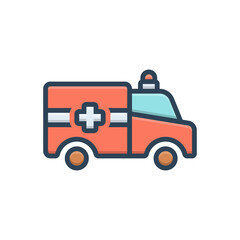 Color illustration icon for ambulance