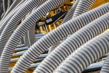 Plastic corrugated pipes in agricultural or industrial machinery. Part of hydraulic or pneumatic...