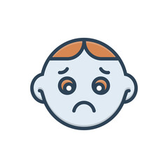 Color illustration icon for sad