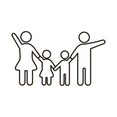 parents couple and children figures line style icon