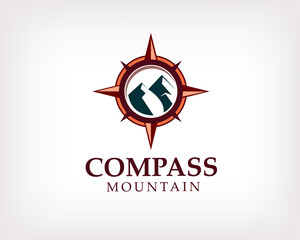 Compass mountain navigation outdoor adventure logo symbol icon design illustration