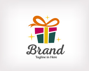 abstract simple box gift shop logo, icon, symbol design illustration