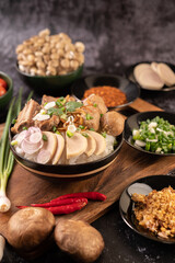 Guay Jap, meatballs, Vietnamese Pork Sausage and Pork bone, Thai food.