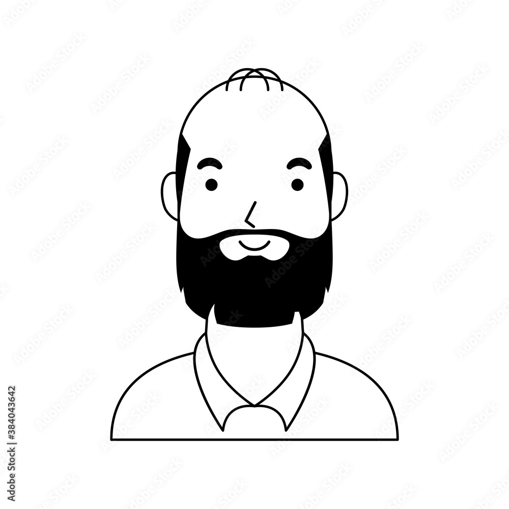 Sticker old man with beard avatar character