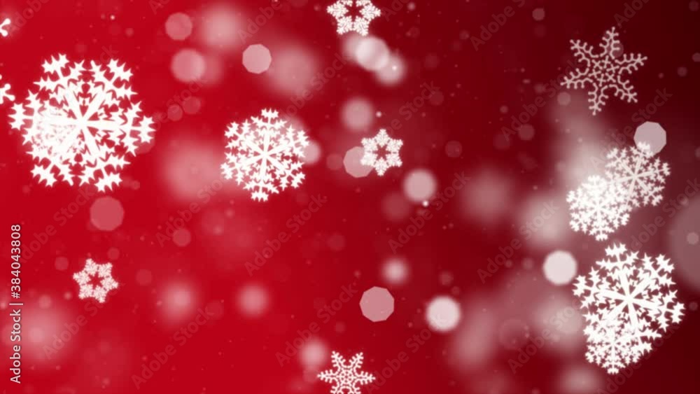 Aufkleber abstract red motion loop background shining silver snow snowflakes particles. shimmering glittering 