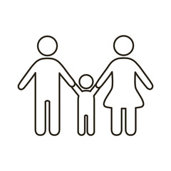 parents couple with son figures line style icon