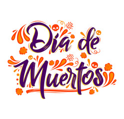 Obraz premium Dia de Muertos, Day of Dead spanish text Celebration vector illustration.