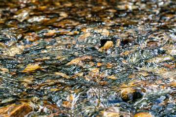 close up of a water stream through rocks
