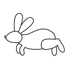 cute little rabbit running spring animal line style icon