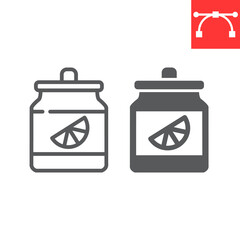 Orange jam jar line and glyph icon, dessert and deliciois, jam sign vector graphics, editable stroke linear icon, eps 10.