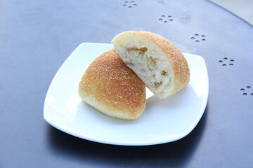 Inside of Japanese Hokkaido Style Cream Bun and Cream Croissant