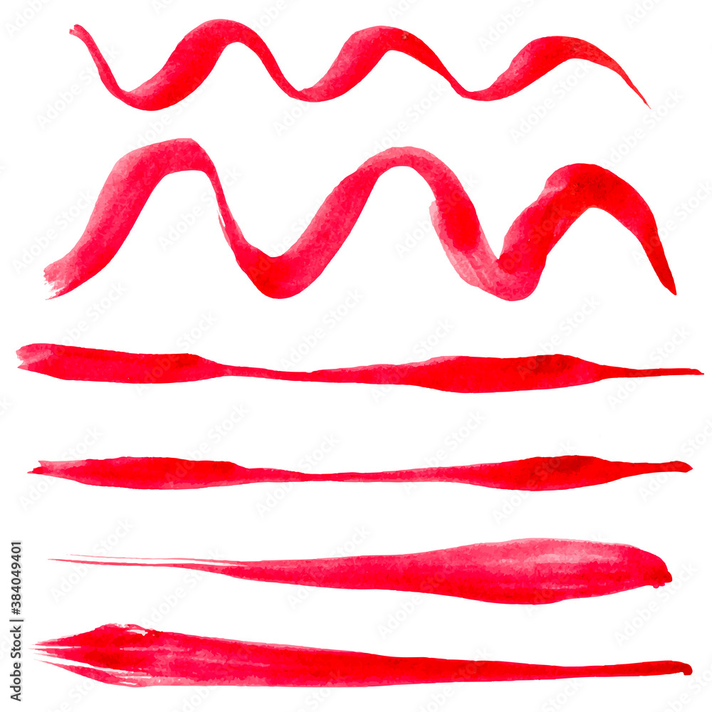 Aufkleber grunge paint stripe vector brush stroke variable thickness. distressed banner. red isolated hand dra