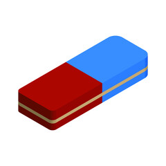Eraser on white background, isometric image, sign for design, vector illustration
