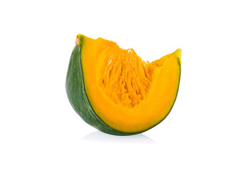 Slice of pumpkin isolated on white background.