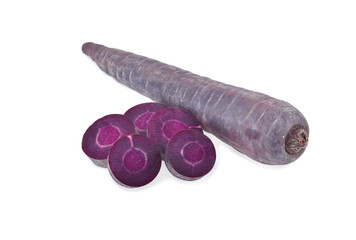 Fresh purple carrot isolated on white background