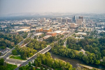 Aerial View of Downtown Boise, Idaho in Summer