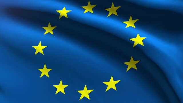Festive 60FPS European Union flag  waving on the wind 4k UHD 3d seamless loop animation