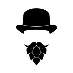 Gentleman with beard made of hop cone. Vector illustration.