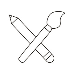 pencil and paint brush flat style icon