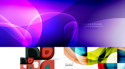 Geometric abstract backgrounds with shadow lines, modern forms. Vector illustrations for covers, banners, flyers and posters and other templates