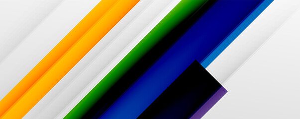 Geometric abstract backgrounds with shadow lines, modern forms, rectangles, squares and fluid gradients. Bright colorful stripes cool backdrops