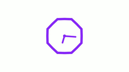 New purple color counting down 12 hours clock icon on white background,12 hours clock isolated