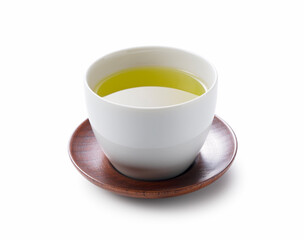 Green tea on a white background