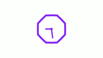 Fototapeta premium New purple color counting down 12 hours clock icon on white background,12 hours clock isolated