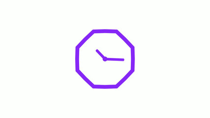 New purple color counting down 12 hours clock icon on white background,12 hours clock isolated