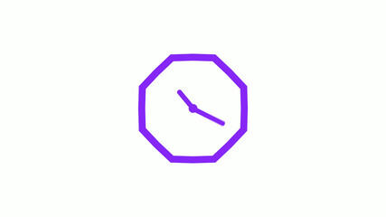 New purple color counting down 12 hours clock icon on white background,12 hours clock isolated